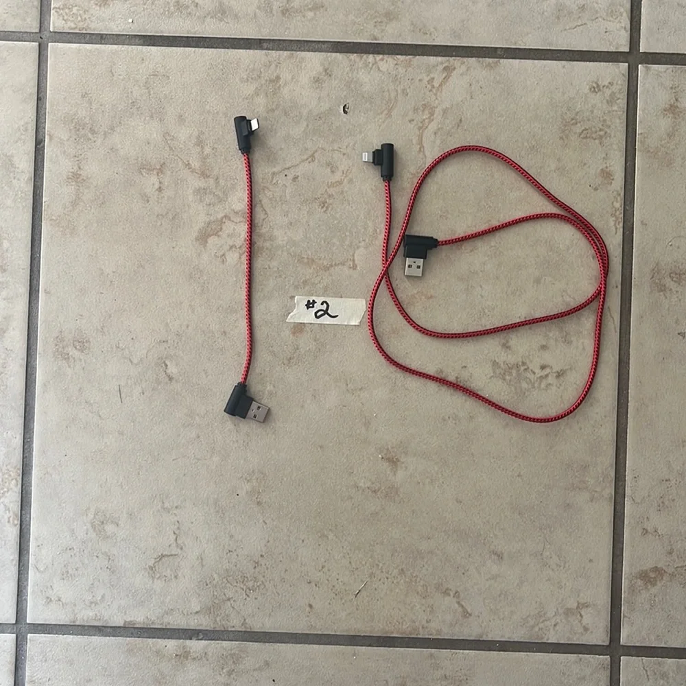 iPhone USB charging cables (2) red braided